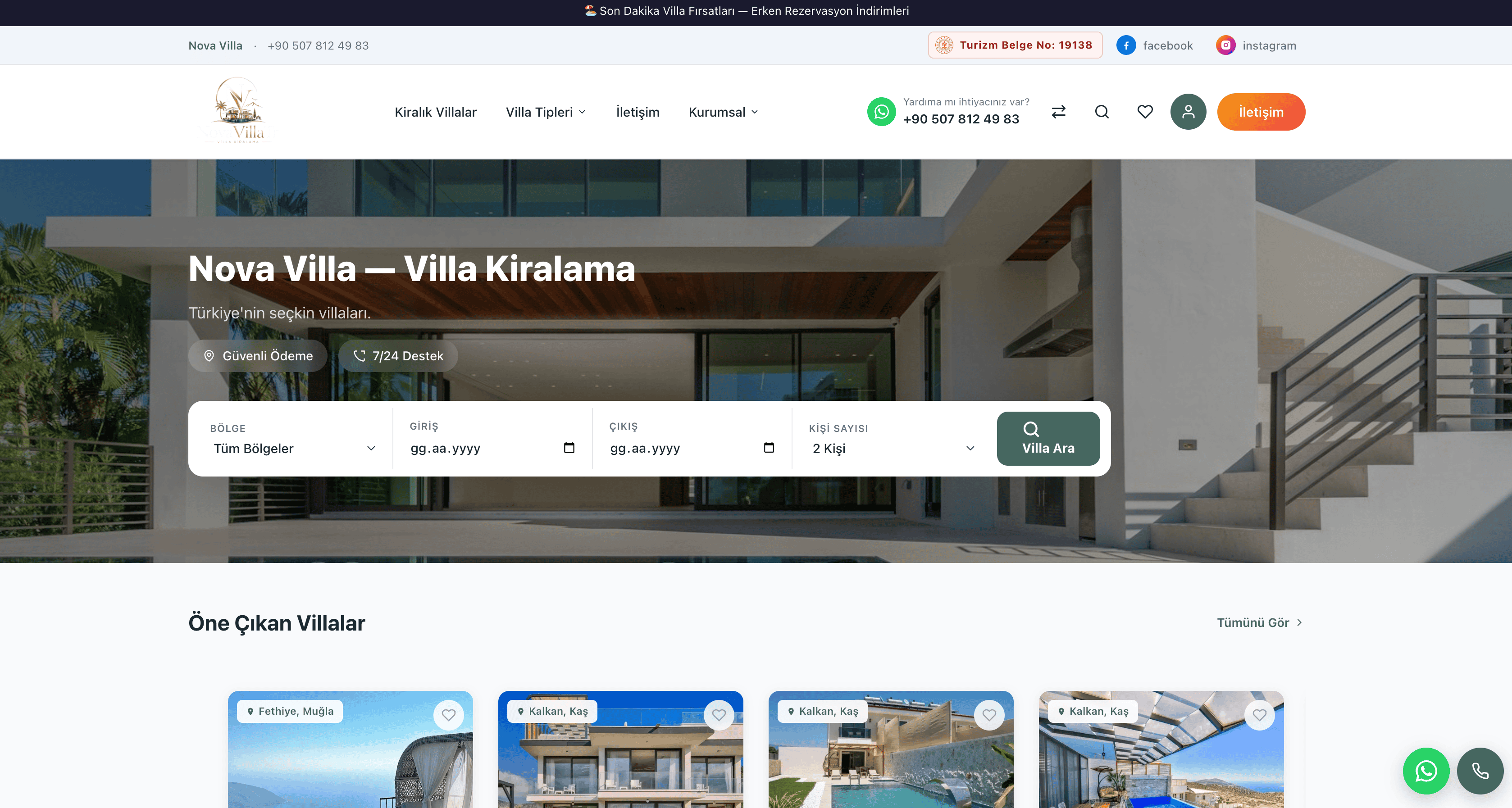 Nova Villa - Villa Kiralama Projesi