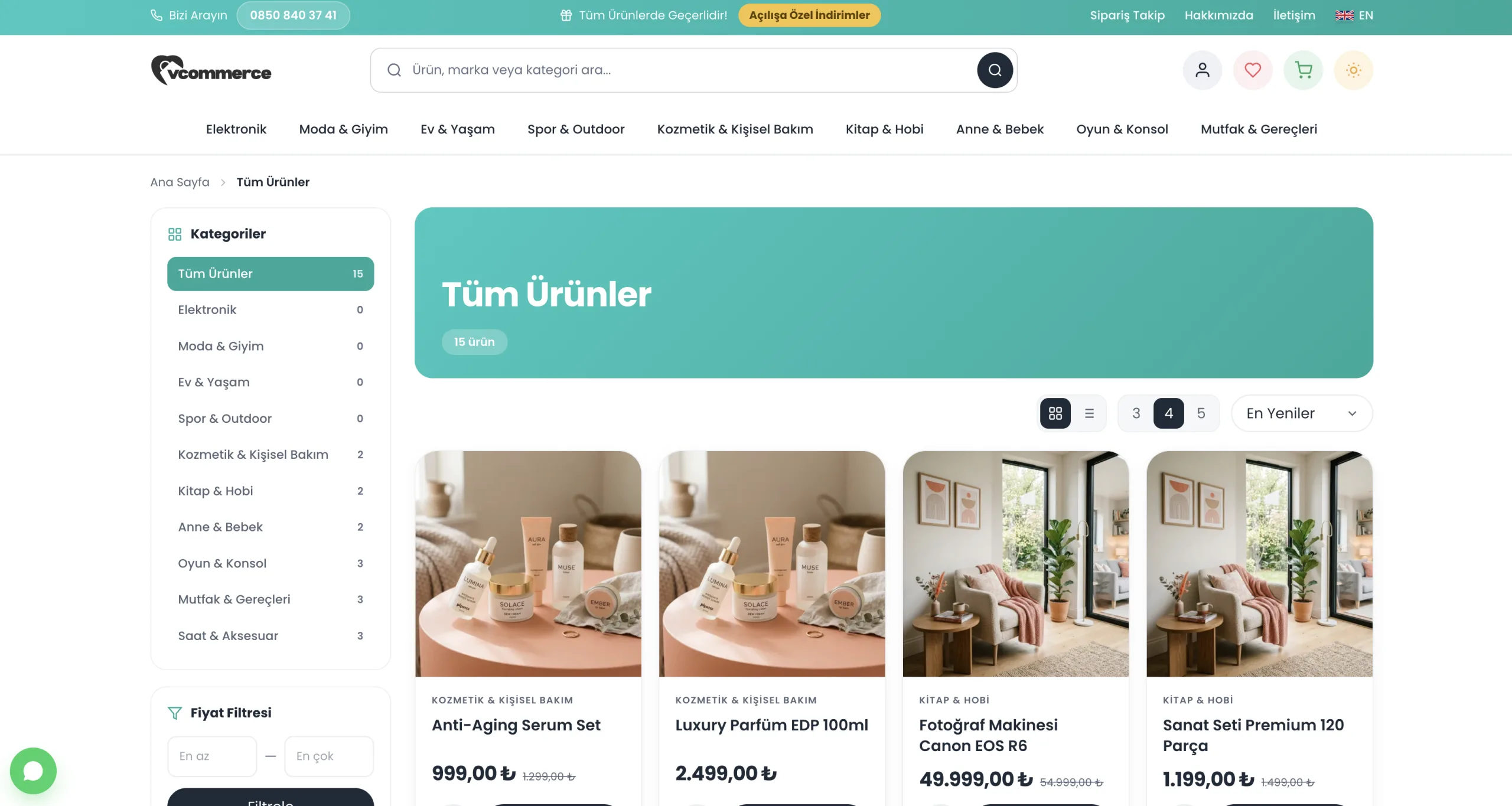 vCommerce Kategori Ekranı