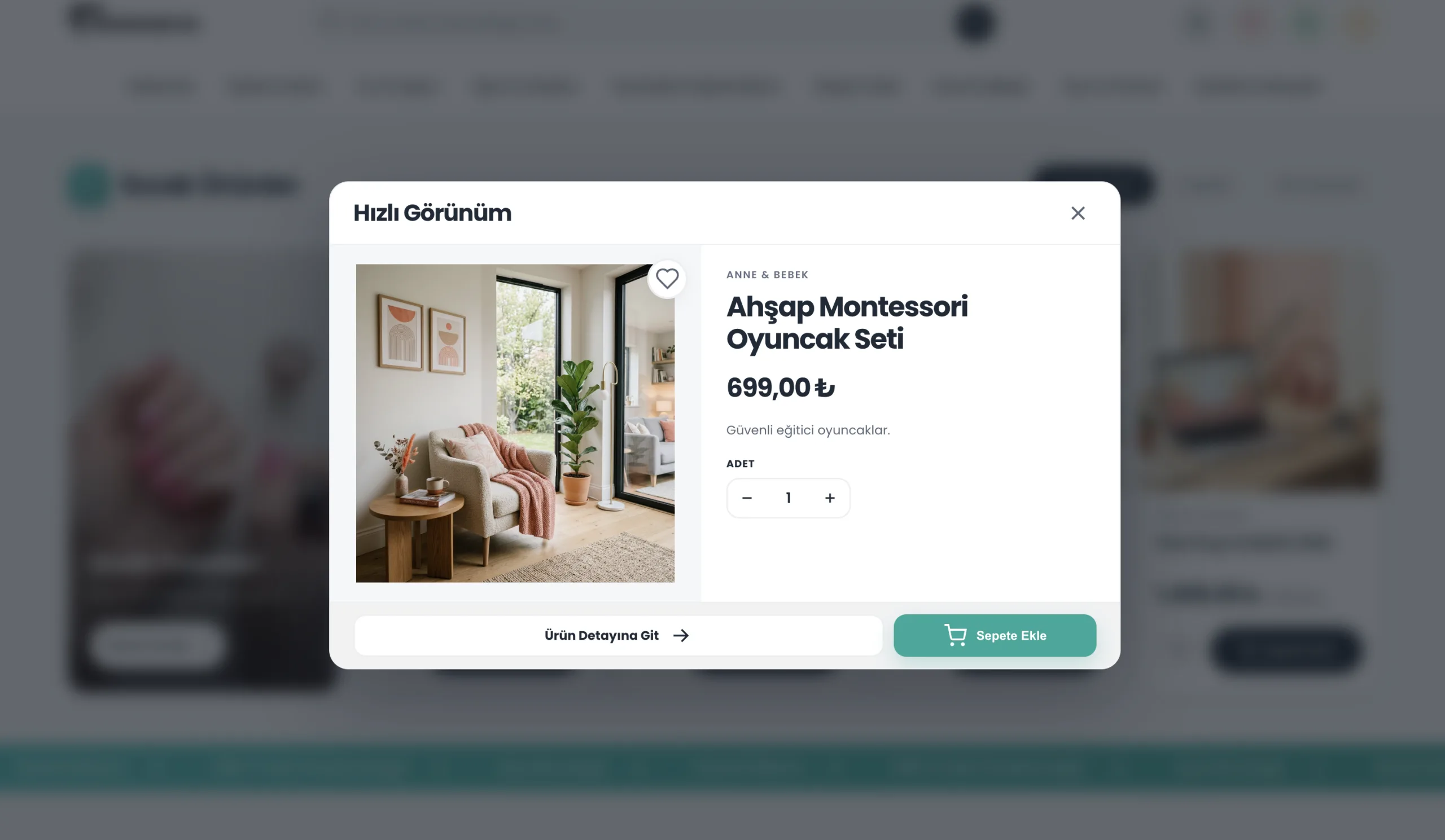 vCommerce Hızlı Görünüm Ekranı