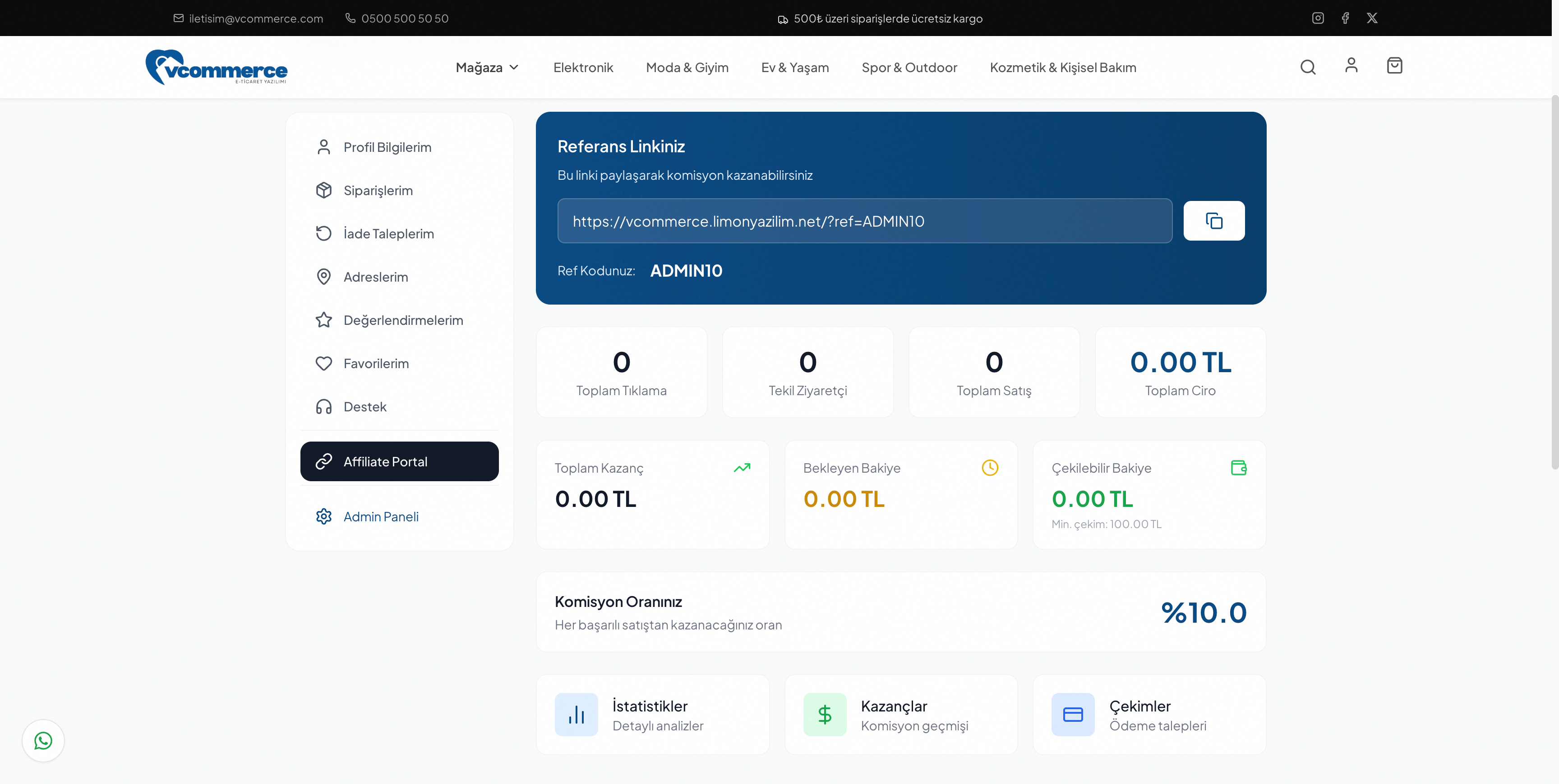 vCommerce E-ticaret yazılımı Limon Yazılım