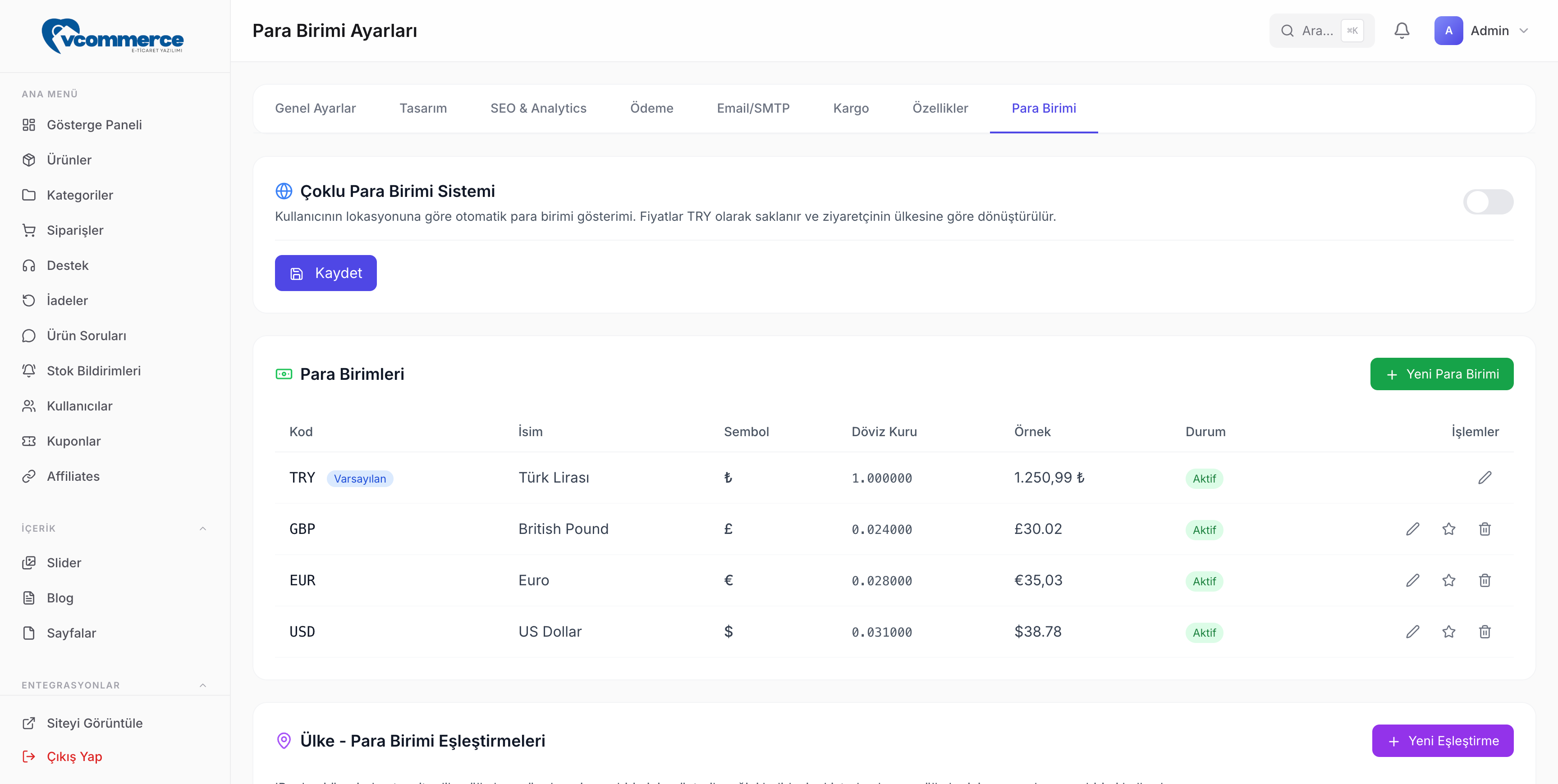 vCommerce E-ticaret yazılımı Limon Yazılım