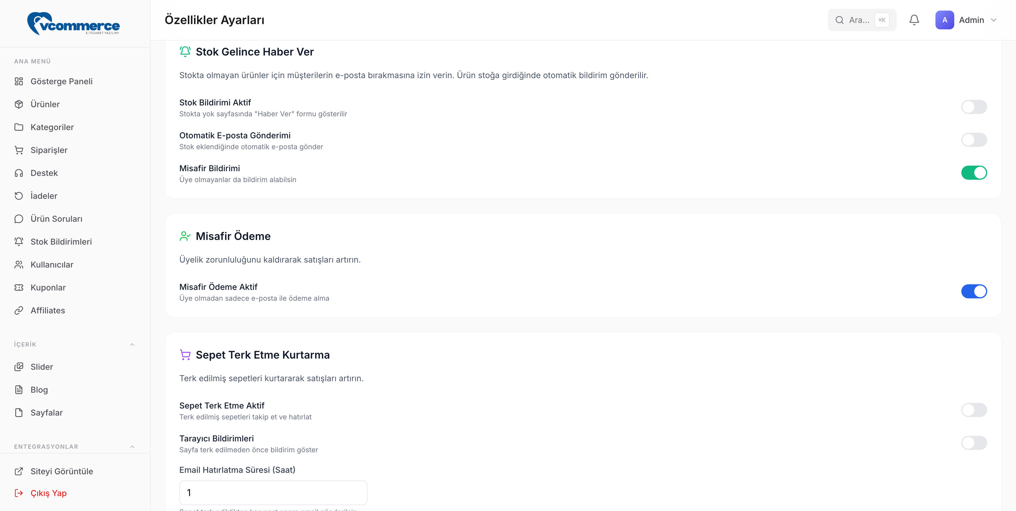 vCommerce E-ticaret yazılımı Limon Yazılım